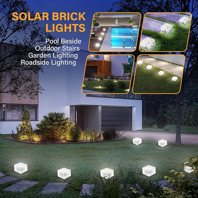 Solar Brick Lights - Outdoor Waterproof Patio & Garden Decor (3 Packs) for Patio, Yard, Walkway, Pathway