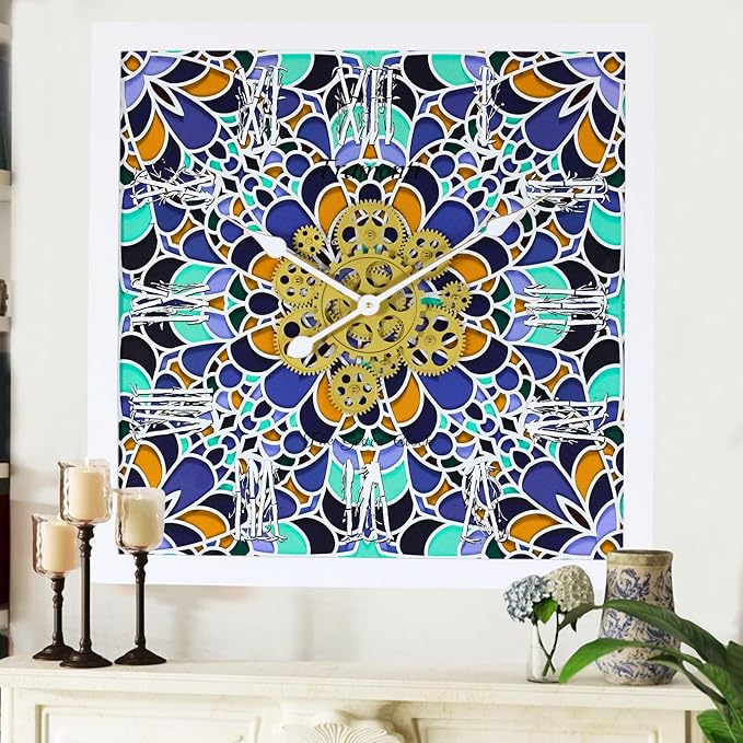 The Gears Clock Wall Clock Italy Collection with Moving Gears (Tramonti, 24 inches (60 cm))