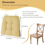 Non Slip Chair Cushions for Dining Chairs Set of 4 Kitchen Chair Cushions 18"x18"x3" Turfted Chair Pads Comfortable and Soft Seat Cushion with Ties, Yellow