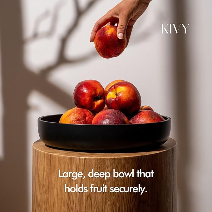 KIVY Concrete Fruit Bowl for Kitchen Counter - Large Decorative Bowl for Home Decor - Modern Key Bowl for Entryway Table - Concrete Bowl - Decorative Bowls for Home Decor - Black Fruit Bowl Decor