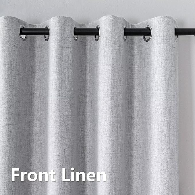 Blackout Curtains 90 Inch Length 2 Panels Set, 100% Black Out Textured Thermal Curtains, Grommet Privacy Light Blocking Drapes for Living Room Bedroom Luxury Deco(52W × 90L inch, Off-White)