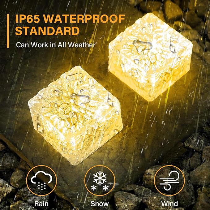 Solar Brick Lights Outdoor Solar Lights Outdoor Waterproof Patio Brick Lights Garden Decor for Outside 6 Packs for Patio,Yard,Walkway,Pathway Decor