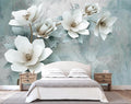 WFBHUA-Green Floral Wallpaper Mural Modern Large 3D Art Flower Wallpaper for Living Room Bedroom Bathroom Wall Mural(Not Peel and Stick)