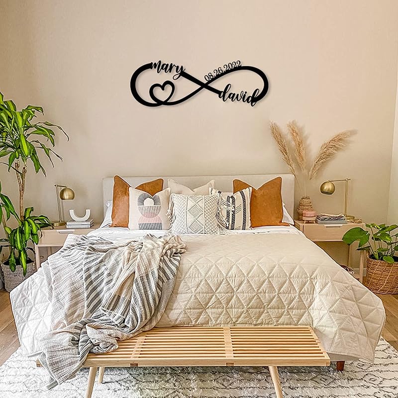 Wedding Gifts for Couples 2025 | Personalized Wedding Gifts | Couples Gift for Her | Anniversary Wedding Date Sign | Engagement Gift | Wall Decor | Bridal Shower Gift | Infinity Metal Sign