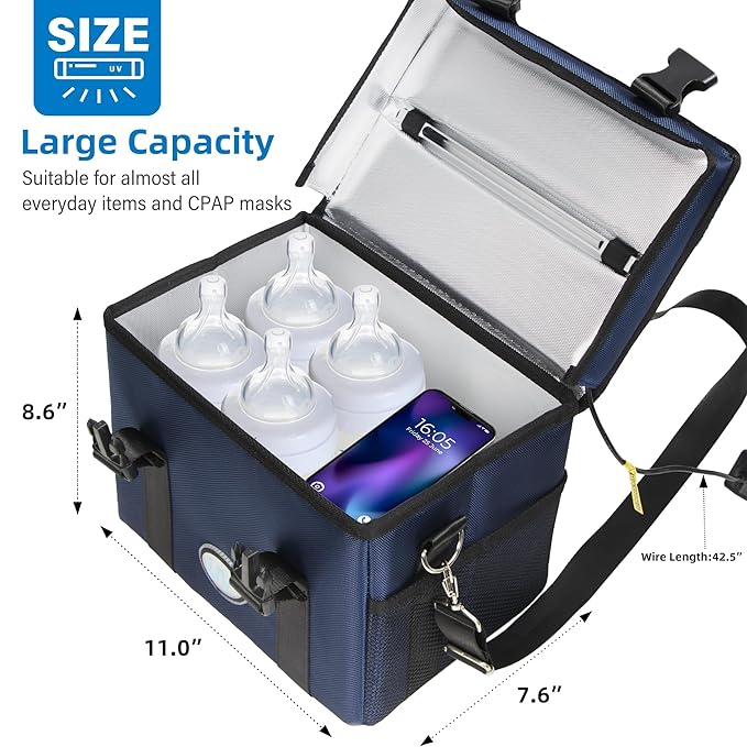 UV Sanitizer Box, 12L Portable Sanitizing and Cleaning Machine with 3-Level Timer, Foldable UV Cleaner Box for Toys, Mask, Towel, Key， Baby Bottle, Etc. Ozone Free UV Cleaning Box ﻿