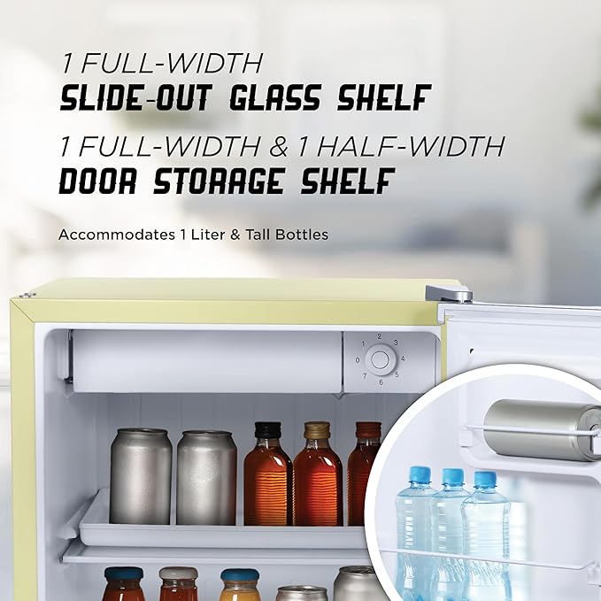 IBCR17SUN Compact, Energy Star Certified Small, Single Door Mini Fridge with Freezer Refrigerator, Standard (1.7 cu ft), Sun Yellow