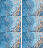 Marble Placemats Set of 6 Blue Marbles Plastic Table Mats Marble Theme Place Mats Wipe Clean Washable Holiday Table Decoration for Indoor Outdoor Party Kitchen Dining