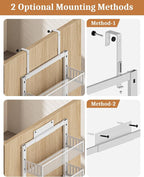 Over the Door Pantry Organizer 8-Tier, Large Metal Door Spice Rack with Adjustable Basket, 2 in 1 Wall Mount or Hanging Heavy-Duty Pantry Door Storage Shelf for Kitchen and Bathroom, White