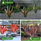 TOMBABY Enlarge thickened Wind Resistant Metal Agave Garden Art Plant Country Sculpture Statue Outdoor decoration Courtyard Lawn Ornament Gift (12 Leaves Green 2 pcs) (TB-410-415)