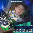 Dinosaur Night Light Projector for Kids Green Dino Toys for Boys, Star Night Lights with Music and Timer, 17 Mode Color Changing Lamp with Remote, Christmas Birthday Gift for Baby Girl Boy