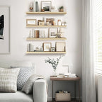Floating Wall Shelves 4-Pack - Rustic Wood 16-inch Wooden Wall Shelves for Storage and Décor, Multi-Functional and Easy to Install for Living Room, Bedroom, and Kitchen