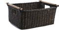 The Basket Lady Pole Handle Wicker Storage Basket, Large, 18 in L x 14.5 in W x 9 in H, Antique Walnut Brown