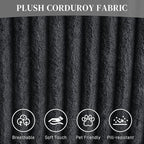 HYJT-H&K Modular Sectional Sofa Cloud Sectional Couch, 107" Comfy Fluffy L Shaped Dark Black Couches for Living Room, Deep Seat Memory Foam Plush Corduroy Boneless Couch Sectionals Left Facing Chaise