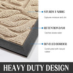 Yimobra Welcome Front Door Mat Outdoor, Heavy Duty Sturdy Non Slip Doormats, Rubber Backing, Low-Profile Entrance Rugs, Absorbent Resist Dirt, Easy Clean Patio Garage Floor Mats, 60X36 Inch, Beige