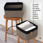 COMFY-HOMI 3PACK Cotton Rope Square Basket with Handles for Shelves|Dog Toy Bin and Storage|Baby Gift|Shoe Organizer|New 13.5" x 11" x 9.5" for Living Room (Black/Jute)