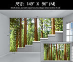 WFBHUA-Redwood Forest Wallpaper Green Woodland Tree Wallpaper for Bedroom Large Art Wall Murals for Living Room Office (Not Peel and Stick)