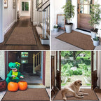 Mibao Front Door Mat, Dirt Trapper Welcome Mat for Outdoor Indoor, Non-Slip Waterproof Doormat, Durable Machine Washable Low Profile Entry Rug for Back Door Outside Patio Porch, 48" x 36", Brown