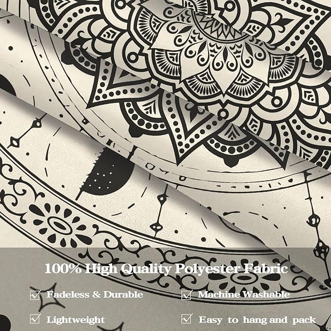 Lunerfex Mandala Moon Tapestry Boho Tapestry for Bedroom Black and White Tapestries Wall Hanging Living Room Wall Art and Home Decor 44x60