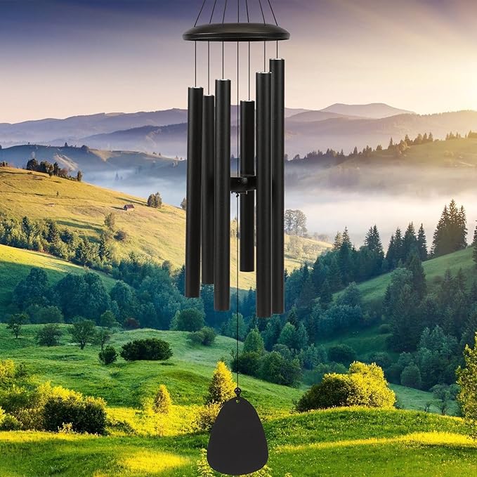 Wind-Chimes-Outdoor-Large-Decor, Deep Tone Soothing Melodic Tones Windchimes, Wind Chimes for Outside, Memorial Wind Chime Best Gift for Mom Women Grandma Neighbors（32" Black）