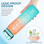 Enerbone Water Bottle, Leakproof BPA & Toxic Free, Motivational Water Bottle with Times to Drink and Straw, Fitness Sports Water Bottle with Strap for Office, Gym, Outdoor Sports