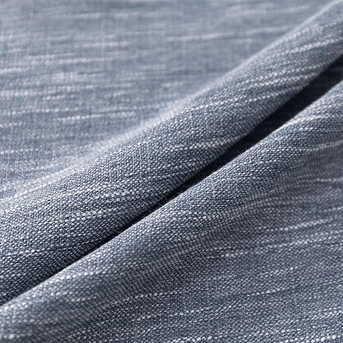 MYSKY HOME Blue Curtains for Bedroom 63 Inches Long Semi Sheer Light Filtering Drapes for Small Window Linen Look Textured Boho Home Decor Backdrop Curtain for Party, 50" x 63", Dusty Blue, 2 Panels