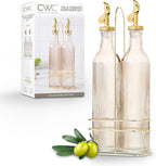 COOK WITH COLOR Glass Olive Oil Bottle Dispenser - 2 Pack- 17oz Oil and Vinegar Cruet - Olive Oil Carafe Decanter for Kitchen