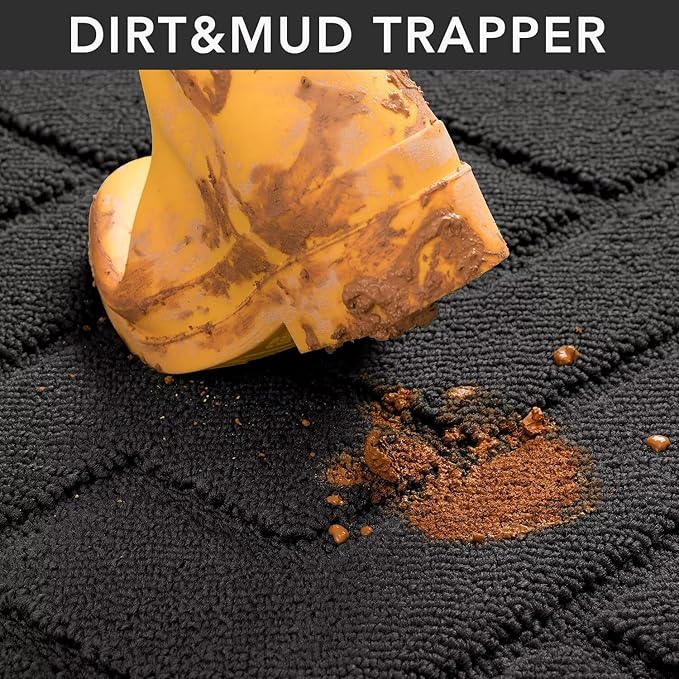 hicorfe Front Door Mat Outside Entrance,36"x59" Absorbent Muddy Dirt Resist Welcome Door Mats Outdoor Indoor,Stain and Fade Resistant,Non Slip Backing Entry Mat Doormat for Entryway(Charcoal)