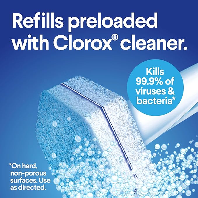 Clorox Original Cleaning System, ToiletWand, Storage Caddy, 6 Refill Heads, Dorm Room Essentials, (Package May Vary)