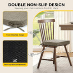 downluxe Indoor Chair Cushions for Dining Chairs, Soft and Comfortable Textured Foam Kitchen Chair Pads with Ties and Non-Slip Backing, 16" x 16" x 2", Khaki, 4 Pack