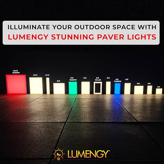 LUMENGY Paver Light 9×12 Inch (8.85 inch X 11.81 inch), Warm White Glare-Free Illumination for Driveways, Pathways, Pool Deck & Patios,12V AC/DC, Waterproof & Drive-Over Rated