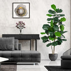 Artificial Fiddle Leaf Fig Tree 5FT, Large Realistic Faux Ficus Lyrata Plant with Pot Large Faux Plant for Indoor Outdoor Home, Office, Living Room, Bathroom Decor