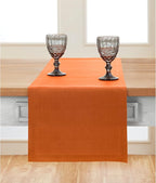 Solino Home Linen Pumpkin Table Runner 60 Inches - 100% Pure Linen Farmhouse Short Table Runner 14 x 60 Inch Ideal for Dresser and Coffee Tables - Fete - Fall, Autumn, Halloween, Thanksgiving