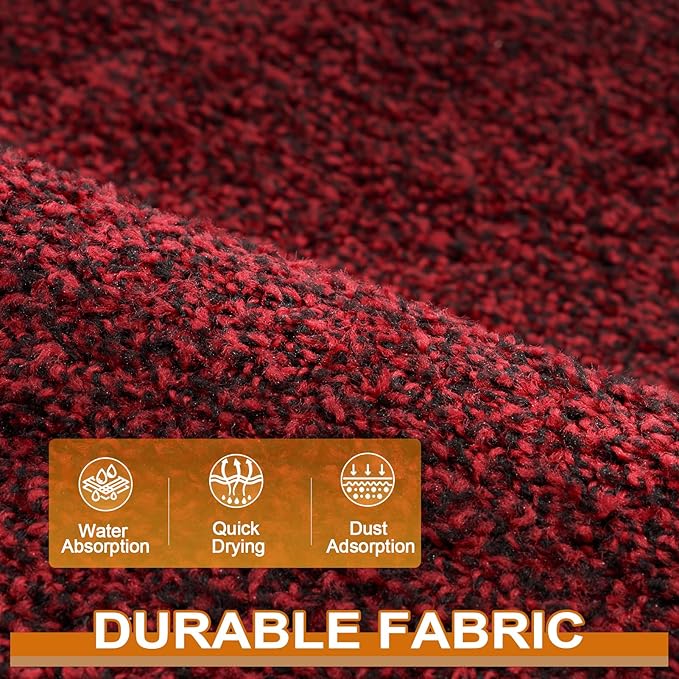 Mibao Front Door Mat, Dirt Trapper Welcome Mat for Outdoor Indoor, Non-Slip Waterproof Doormat, Durable Machine Washable Low Profile Entry Rug for Back Door Outside Patio Porch, 48" x 24", Red