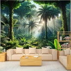 BSFHH Nature Tapestry Forest Tree Sea Cave Wall Hanging, Stream Through Rainforest Landscape Wall Art Tapestry for Bedroom Living room (Rainforest, 79"×59", Unframed)