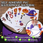 6 Sheet Halloween Stickers Clings Cute Ghost Decals Decor for Kids, Vintage Ghost Evil Pumpkin Reusable Window Stickers for Halloween Party Supplies Home Glass Decorations