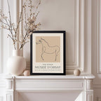Poster Master Vintage Poster - Retro Minimalist Print - Gift for Artist, Friend - Horse, Line Drawing, Sketch, Abstract - Wall Decor for Living Room, Bedroom, 8x10 Black Framed