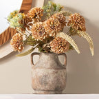 Mitt&Ditt Ceramic Flower Vase with Handles, 8 inch Tall Off-White Vase, Decorative Terracotta Vases, Farmhouse Rustic Pottery Vases for Home Decor, Living Room, Table
