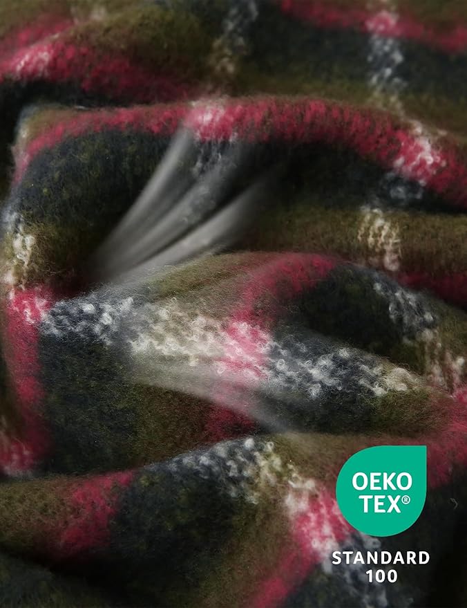 ZonLi Christmas Plaid Throw Blanket, 50" x 60" Christmas Decorative Blankets, Decorative Vintage Throws with Tassel for Couch, Bed, Sofa, Chair, Outdoor, Cozy Warm Lightweight Farmhouse Blankets