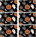 XCHI Boo Spooky Ghost Pumpkin Halloween Cloth Placemats Set of 6 Table Mats Table Decorations 12x18 Inch