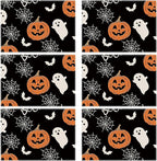 XCHI Boo Spooky Ghost Pumpkin Halloween Cloth Placemats Set of 6 Table Mats Table Decorations 12x18 Inch
