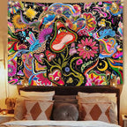 Lunerfex Mushroom Tapestry Pink Flowers Tapestry for Bedroom Aesthetic Tapestries Cute Floral Tapestries Wall Hanging for Bedroom and Living Room Decor Pink Flowers 70×90 Inches