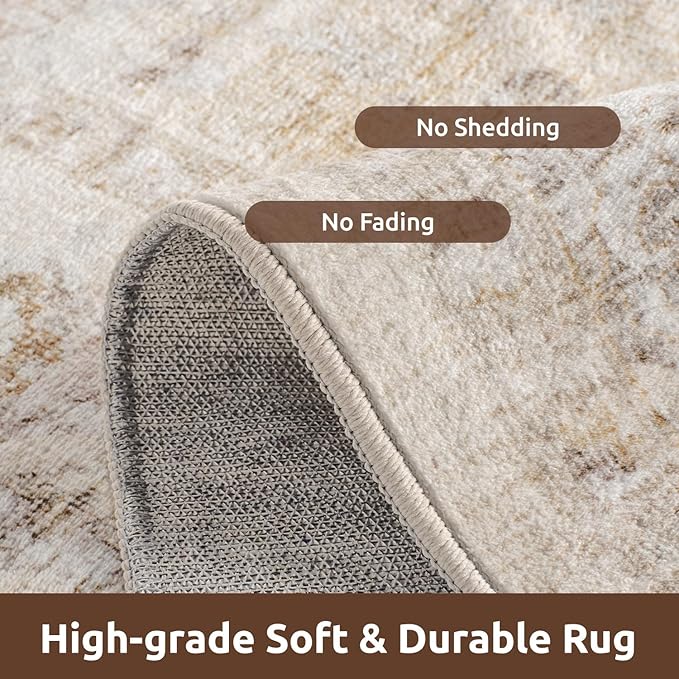 AMOAMI-2X3 Small Rug-Washable Rugs Entryway Mat Indoor-Soft Vintage Non Slip Rugs for Kitchen Laundry Room Bathroom Beige Decorative Accent Rug for in Front of Sink 24 Inch x36 Inch