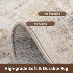 AMOAMI-Area Rug 5X7 Rugs for Living Room-Vintage Soft Beige Rugs for Bedroom-Non Slip Carpet-Machine Washable Rug for Dining Room Living Room Bedroom Office Under Table-Beige