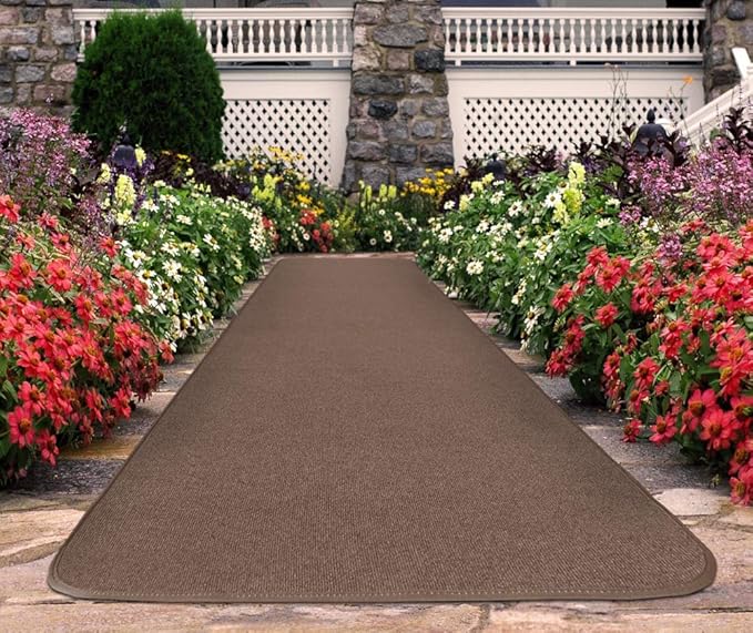 House, Home and More Outdoor Carpet Runner - Brown - 3 Feet x 40 Feet