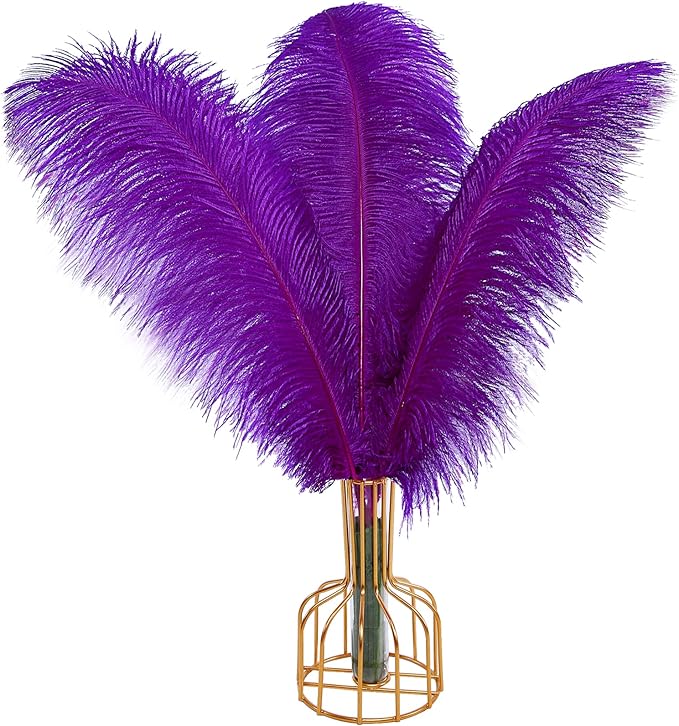 THARAHT 12pcs Purple Ostrich Feathers Natural Bulk 16-18Inch 40cm-45cm for Wedding Party Centerpieces Easter Gatsby and Home Decorate Ostrich Feather