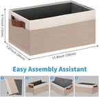 GhvyenntteS Small Fabric Storage Bins 6 Pack, 11.8" x 7.87" x 5.11" Storage Basket with Leather Handles, Closet Storage Bins for Shelves, Storage Baskets for Shelves, DVD Storage (Pink/White)