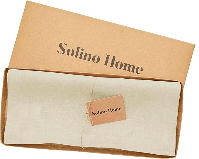Solino Home Linen Birch Table Runner 60 Inches - 100% Pure Linen Short Table Runner 14 x 60 Inch Ideal for Dresser and Coffee Tables - Fall, Autumn, Thanksgiving - Fete
