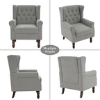 Lumibee High Back Accent Chair,Upholstered Wingback Armchair with Solid Wood Legs for Small Spaces,Comfy Single Sofa Chair for Living Room,Bedroom,Office-Light Gray