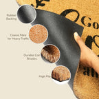 Welcome Doormats, Natural Coco Coir Mats with Non-Slip PVC Backing, Indoor Outdoor Mats for Home & Office, Mats for Door with God Bless This Home Print, Beige & Black, 30"x17"