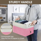 BALEINE 4 Pack Fabric Storage Bins for Shelves, Linen Storage Baskets for Organizing, Decorative Closet Bins for Clothes, Home (Pink, 15''x11''x9.5'')